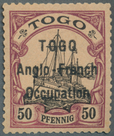 * Deutsche Kolonien - Togo - Britische Besetzung: 1914: 50 Pf. Rötlich-karmin/schwarz Auf Mattbraun-or - Togo