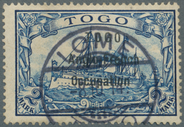 O Deutsche Kolonien - Togo - Britische Besetzung: 1914: 2 Mark Schwärzlichblau, Schwarzer Aufdruck 'TO - Togo