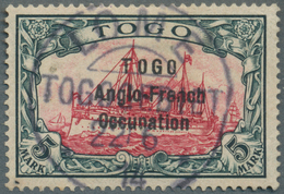 O Deutsche Kolonien - Togo - Britische Besetzung: 1914: 5 Mark Grünschwarz/karminrot, Schwarzer Aufdru - Togo