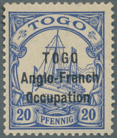 ** Deutsche Kolonien - Togo - Britische Besetzung: 1914: 20 Pf. Violettultramarin, POSTFRISCH Mit Volls - Togo