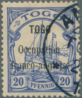 O Deutsche Kolonien - Togo - Französische Besetzung: 1914: 25 Pf. Ultramarin, Schwarzer Aufdruck 'TOGO - Togo