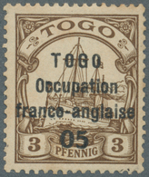 * Deutsche Kolonien - Togo - Französische Besetzung: 1915: '05' Auf 3 Pf. Braun, Ungebraucht Mit Getön - Togo