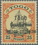 (*) Deutsche Kolonien - Togo - Französische Besetzung: 1915: 25 Pf. Rötlich-orange/schwarz Auf Gelb, Ung - Togo