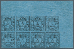 */** Oldenburg - Marken Und Briefe: 1852: 1/30 Th. Schwarz Auf Blau, Type II, Ungebrauchter Achter-Block, - Oldenbourg