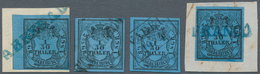 O/Brfst Oldenburg - Marken Und Briefe: 1852: 1/30 Th. Schwarz Auf Blau, Type I, Lot Von 4 Ausgesuchten Exemp - Oldenburg