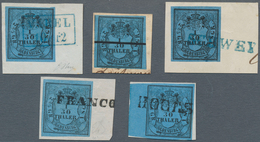 Br/Brfst Oldenburg - Marken Und Briefe: 1852: 1/30 Th. Schwarz Auf Blau, Type I, Lot Mit 5 Ausgesuchten Brief - Oldenburg