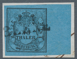 Brfst Oldenburg - Marken Und Briefe: 1852: 1/30 Th. Schwarz Auf Blau, Type II, Farbfrisch, äußerst Breitra - Oldenburg