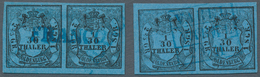 O/ Oldenburg - Marken Und Briefe: 1852: 1/30 Th. Schwarz Auf Blau, Type III, Lot Mit 2 Paaren, In Type - Oldenburg