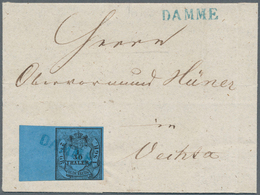 Br Oldenburg - Marken Und Briefe: 1852: 1/30 Th. Schwarz Auf Blau, Type III, In Schöner, Frischer Farbe - Oldenburg