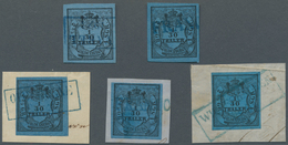 O/Brfst Oldenburg - Marken Und Briefe: 1852: 1/30 Th. Schwarz Auf Blau, Type III, Lot Mit 5 Ausgesuchten Exe - Oldenburg