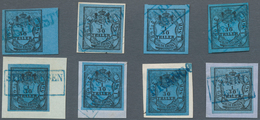 O/Brfst Oldenburg - Marken Und Briefe: 1852: 1/30 Th. Schwarz Auf Blau, Type III, Lot Mit 8 Ausgesuchten Exe - Oldenburg