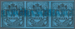 O Oldenburg - Marken Und Briefe: 1852: 1/30 Th. Schwarz Auf Blau, Type III, Waagerechter Dreierstreife - Oldenbourg