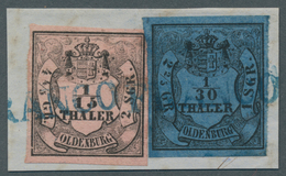 Brfst Oldenburg - Marken Und Briefe: 1852: 1/30 Th. Schwarz Auf Blau, Type III, Zusammen Mit 1/15 Th. Schw - Oldenburg