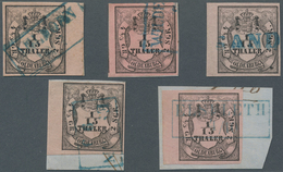 O/Brfst Oldenburg - Marken Und Briefe: 1852: 1/15 Th. Schwarz Auf Rosa, Type I, Lot Mit 5 Ausgesuchten Exemp - Oldenburg