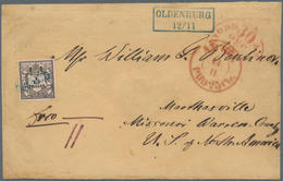 Br Oldenburg - Marken Und Briefe: 1852: 1/15 Th. Schwarz Auf Rosa, Type I, Breitrandig, Als Einzelfrank - Oldenburg