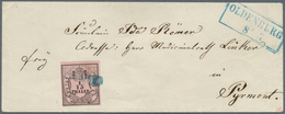 Br Oldenburg - Marken Und Briefe: 1852: 1/15 Th. Schwarz Auf Rosa, Type I, Farbfrisch Voll- Bis Breitra - Oldenbourg