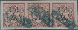 Brfst Oldenburg - Marken Und Briefe: 1852: 1/15 Th. Schwarz Auf Rosa, Type I, Waagerechter Dreierstreifen - Oldenburg