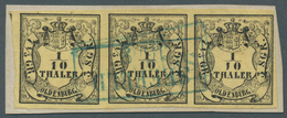 Brfst Oldenburg - Marken Und Briefe: 1852: 1/10 Th. Schwarz Auf Hellgelb, Waagerechter Dreierstreifen, Far - Oldenburg