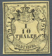 * Oldenburg - Marken Und Briefe: 1852: 1/10 Th. Schwarz Auf Zitronengelb, Schöne Frische Farbe, Allsei - Oldenburg