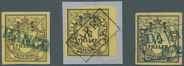 O/Brfst Oldenburg - Marken Und Briefe: 1852: 1/10 Th. Schwarz Auf Zitronengelb, 3 Ausgesuchte Exemplaren, Da - Oldenburg