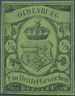 * Oldenburg - Marken Und Briefe: 1859/61: ⅓ Gr. Schwarz Auf Gelbgrün In Sehr Frischer Farbe, Allseits - Oldenburg