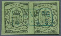 O/ Oldenburg - Marken Und Briefe: 1859/61: ⅓ Gr. Schwarz Auf Gelbgrün, Waagerechtes Paar In Schöner, Fr - Oldenburg