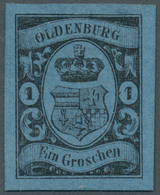 * Oldenburg - Marken Und Briefe: 1859/61: 1 Gr. Schwarz Auf Blau, Frische Farbe, Allseits Breitrandig, - Oldenburg