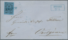 Br Oldenburg - Marken Und Briefe: 1859/61: 1 Gr. Schwarz Auf Blau, Farbfrisch, Allseits Sehr Breitrandi - Oldenburg