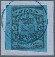 Brfst Oldenburg - Marken Und Briefe: 1859/61: 1 Gr. Schwarz Auf Grauultramarin (indigo), Farbfrisch, Unten - Oldenburg