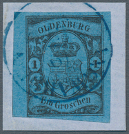 Brfst Oldenburg - Marken Und Briefe: 1859/61: 1 Gr. Schwarz Auf Grauultramarin (indigo), Farbfrisch, Unten - Oldenbourg