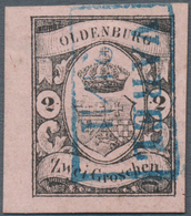 O Oldenburg - Marken Und Briefe: 1859/61: 2 Gr. Schwarz Auf Rosa, In Frischer Farbe, Allseits Sehr Bre - Oldenburg