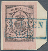 Brfst Oldenburg - Marken Und Briefe: 1859/61: 2 Gr. Schwarz Auf Rosa, Allseits überrandig, Unten Mit 5 Mm - Oldenburg