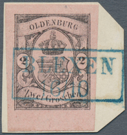 Brfst Oldenburg - Marken Und Briefe: 1859/61: 2 Gr. Schwarz Auf Rosa, Allseits überrandig, Unten Mit 5 Mm - Oldenbourg