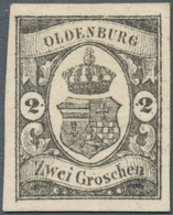 * Oldenburg - Marken Und Briefe: 1859/61: 2 Gr. Schwarz Auf Weißem, Dickem Papier, Ungebraucht, Allsei - Oldenburg