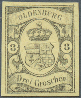 (*) Oldenburg - Marken Und Briefe: 1859/61: 3 Gr. Schwarz Auf Gelb, Farbfrisch, Breitrandig, Ungebraucht - Oldenburg