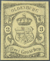 (*) Oldenburg - Marken Und Briefe: 1859/61: 3 Gr. Schwarz Auf Gelb, Farbfrisch, Breitrandig, Ungebraucht - Oldenbourg