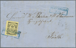 Br Oldenburg - Marken Und Briefe: 1859/61: 3 Gr. Schwarz Auf Gelb, In Frischer Farbe, Allseits Sehr Bre - Oldenburg