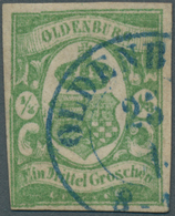 O Oldenburg - Marken Und Briefe: 1861: ⅓ Gr. Blaugrün, Farbfrisch, Voll- Bis Breitrandig, Blauer K2 «O - Oldenburg