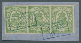 Brfst Oldenburg - Marken Und Briefe: 1861: ⅓ Gr. Blaugrün, Waagerechter Dreierstreifen, Farbfrisch, Voll- - Oldenburg
