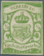 * Oldenburg - Marken Und Briefe: 1861: ⅓ Gr. Mausgrün, In Tiefer Farbe, Vollrandig, Ungebraucht, Kabin - Oldenburg