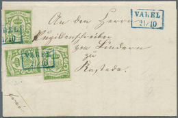 Br Oldenburg - Marken Und Briefe: 1861: ⅓ Gr. Moosgrün, Enorm Seltene Mehrfachfrankatur Von 3 Exemplare - Oldenburg