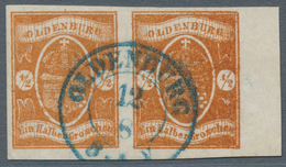 O/ Oldenburg - Marken Und Briefe: 1861: ½ Gr. Hellrotbraun, Waagerechtes Paar, Besonders Leuchtende Far - Oldenburg