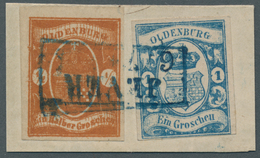 Brfst Oldenburg - Marken Und Briefe: 1861: 1½ Gr. Hellrotbraun Zusammen Mit 1 Gr. Blau Auf Briefstück, Fri - Oldenbourg