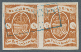 O/ Oldenburg - Marken Und Briefe: 1861: ½ Gr. Dunkelbraun, Waagerechtes Paar, Breite Ränder An Allen Se - Oldenbourg