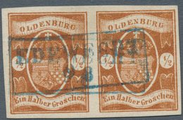 O/ Oldenburg - Marken Und Briefe: 1861: ½ Gr. Dunkelbraun, Waagerechtes Paar, Sehr Farbfrisch, Breite R - Oldenbourg