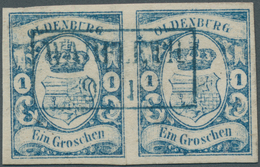 O/ Oldenburg - Marken Und Briefe: 1861: 1 Gr. Blau, Waagerechtes Paar In Frischer Farbe, Allseits Breit - Oldenburg
