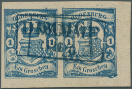 O/ Oldenburg - Marken Und Briefe: 1861: 1 Gr. Blau, Waagerechtes Paar, Besonders Frische Farbe, überran - Oldenburg