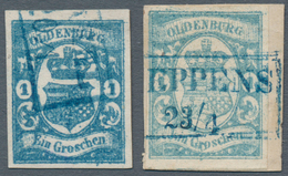 Brfst/O Oldenburg - Marken Und Briefe: 1861: 1 Gr. Blau, Zwei Ausgesuchte Exemplare In Verschieden Farbnuanc - Oldenburg