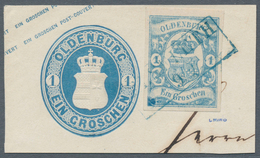 Brfst Oldenburg - Marken Und Briefe: 1861: 1 Gr. Blau Mit Plattenfehler "rechte 1 Oben Spitz" Sowie "Fleck - Oldenburg