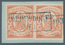 Brfst Oldenburg - Marken Und Briefe: 1861: 2 Gr. Rot, Zwei Exemplare In Tiefer Farbe, Je Breitrandig Auf B - Oldenburg